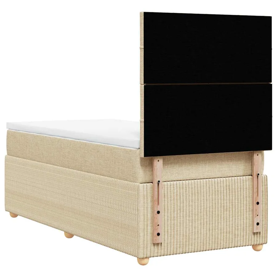 Sommier à lattes de lit et matelas Crème 90x190 cm Tissu - 6