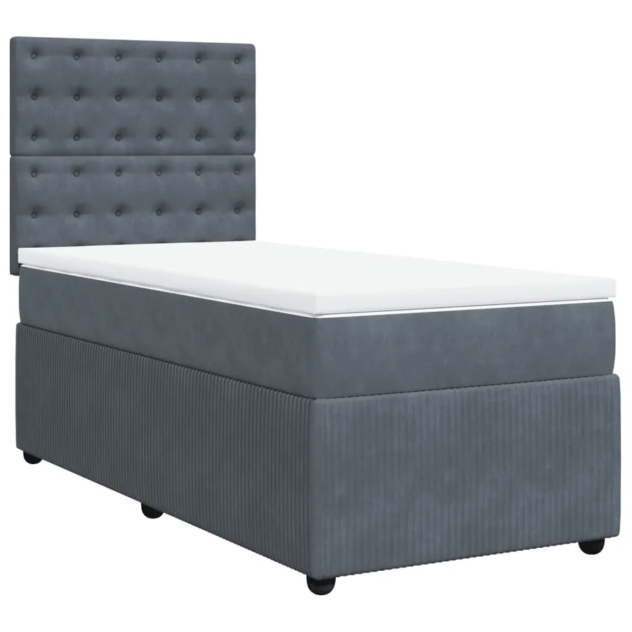 Sommier à lattes de lit et matelas Gris foncé 90x200 cm Velours - 2