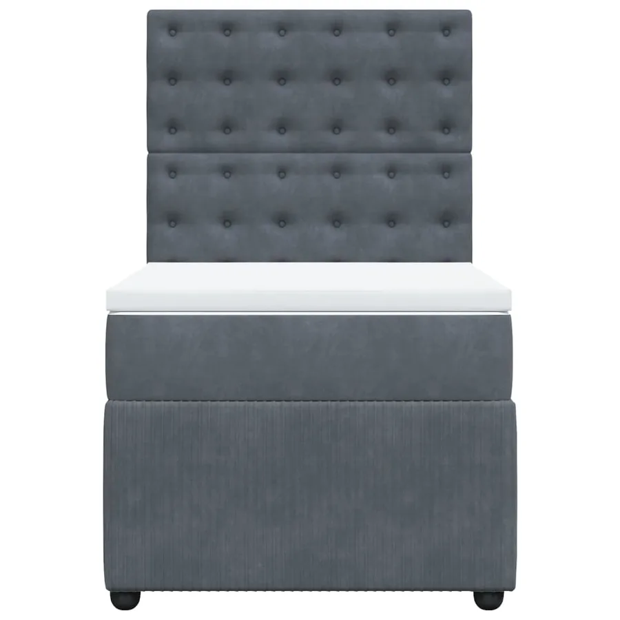 Sommier à lattes de lit et matelas Gris foncé 90x200 cm Velours - 4