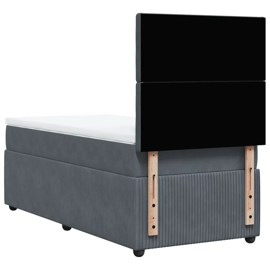 Sommier à lattes de lit et matelas Gris foncé 90x200 cm Velours - 6