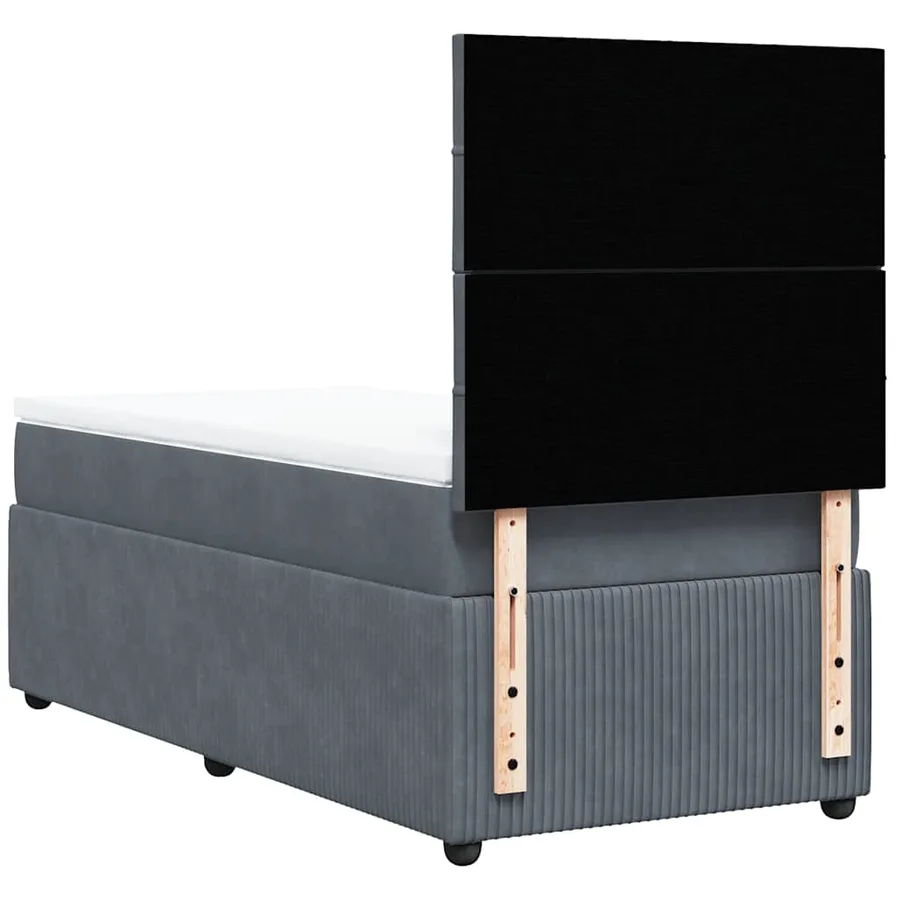 Sommier à lattes de lit et matelas Gris foncé 90x200 cm Velours - 6