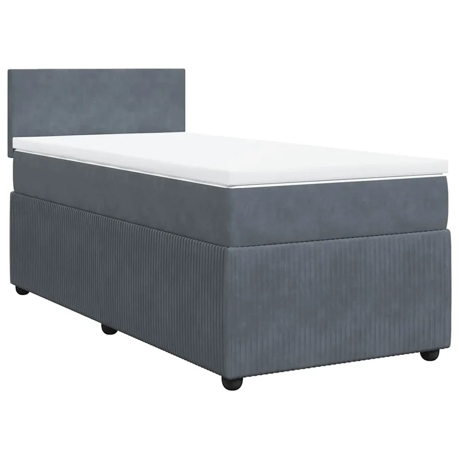Sommier à lattes de lit et matelas Gris foncé 90x200 cm Velours - 2