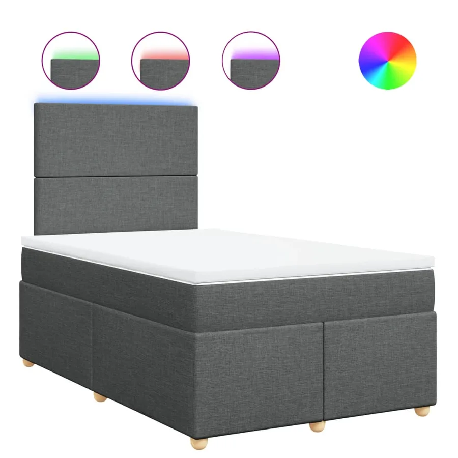 Sommier à lattes de lit avec matelas gris foncé 120x190cm tissu - 2