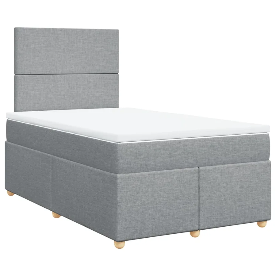 Sommier à lattes de lit et matelas gris clair 120x190 cm tissu - 2