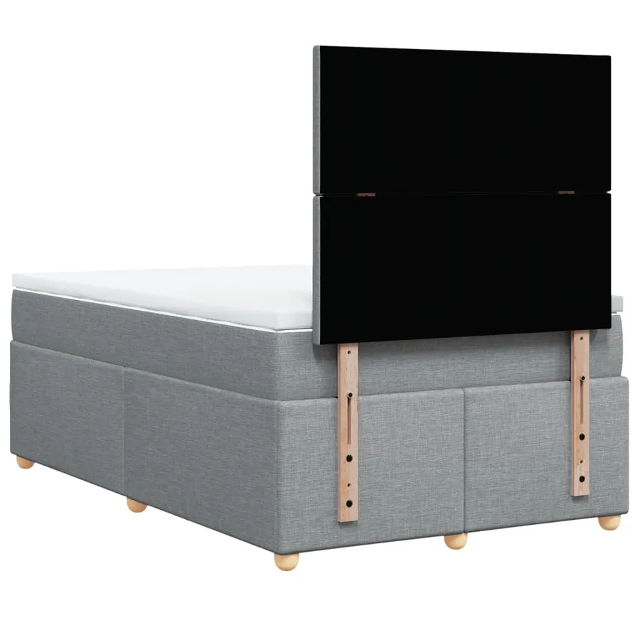 Sommier à lattes de lit et matelas gris clair 120x190 cm tissu - 6