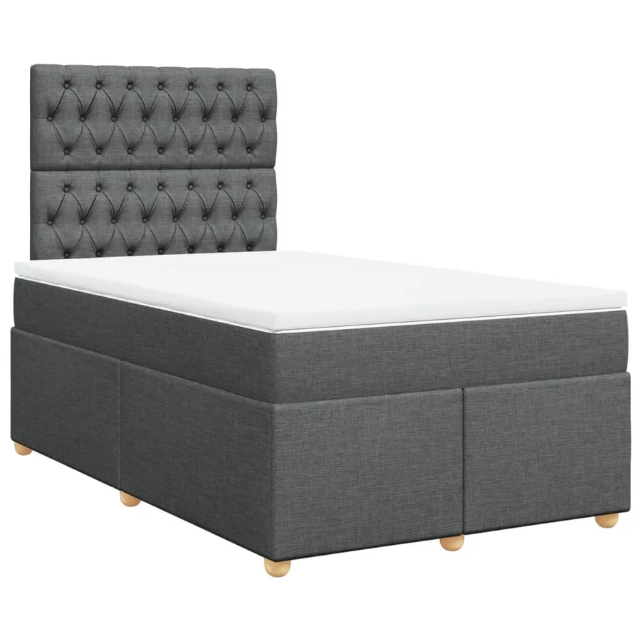 Sommier à lattes de lit avec matelas gris foncé 120x190cm tissu - 2