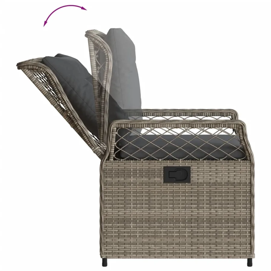 Ensemble à manger de jardin et coussins 7 pcs gris rotin - 5
