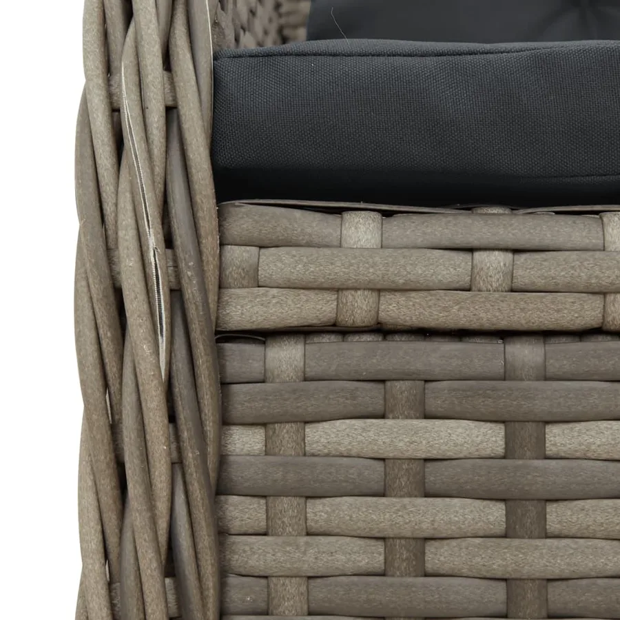 Ensemble à manger de jardin et coussins 7 pcs gris rotin - 6