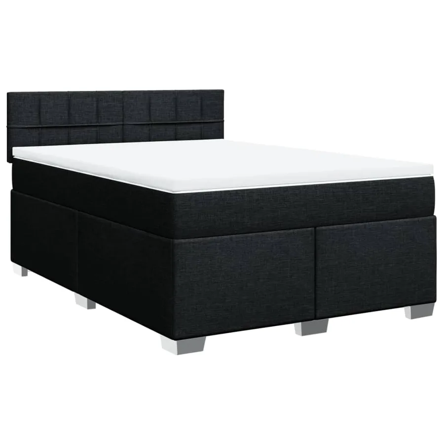 Sommier à lattes de lit avec matelas Noir 140x200 cm Tissu - 3