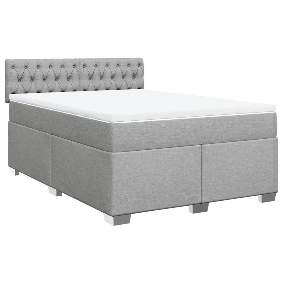 Sommier à lattes de lit avec matelas Gris clair 140x200cm Tissu - 3
