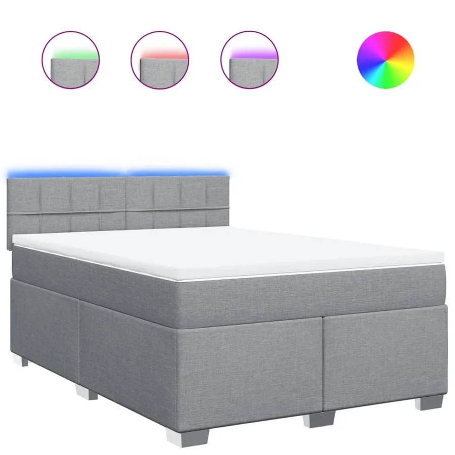 Sommier à lattes de lit avec matelas Gris clair 140x200cm Tissu - 2