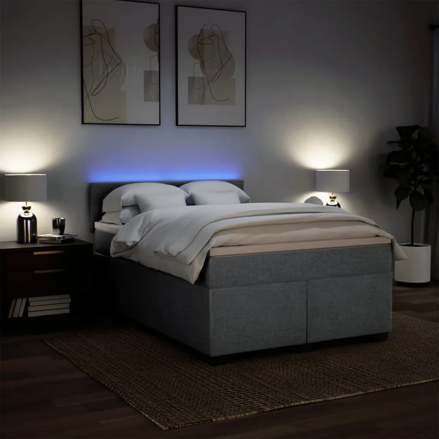 Sommier à lattes de lit avec matelas Gris clair 140x200cm Tissu - 5