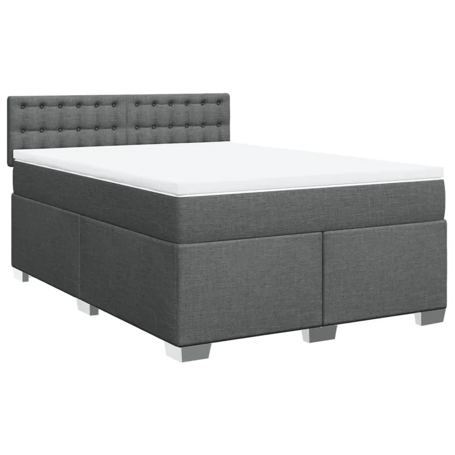 Sommier à lattes de lit avec matelas Gris foncé 140x200cm Tissu - 3