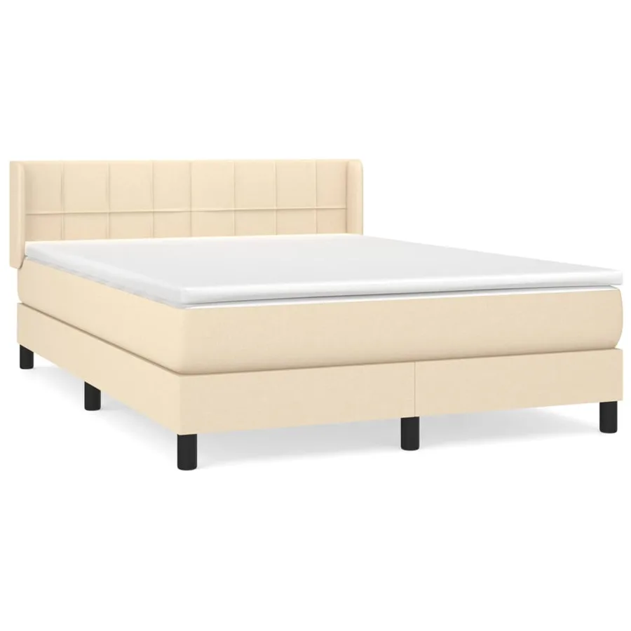 Sommier à lattes de lit avec matelas Crème 140x200 cm Tissu - 2