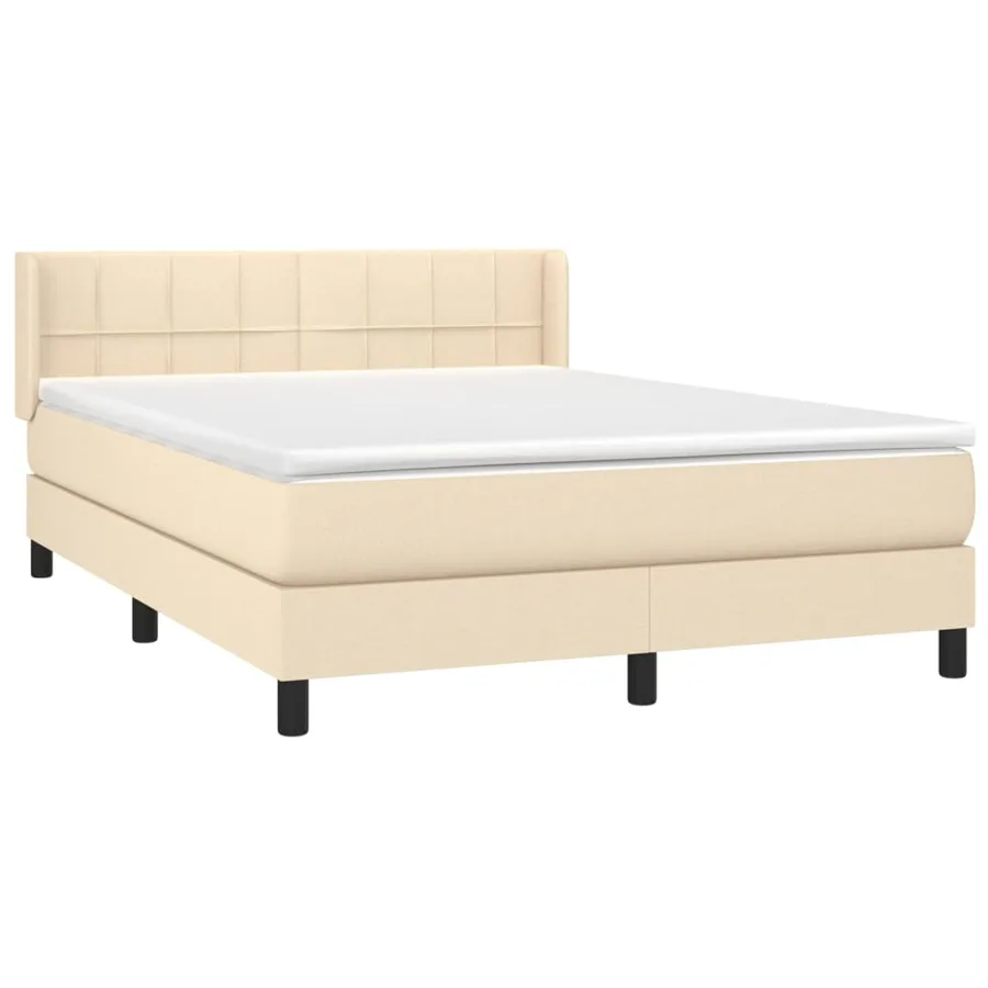 Sommier à lattes de lit avec matelas Crème 140x200 cm Tissu - 3