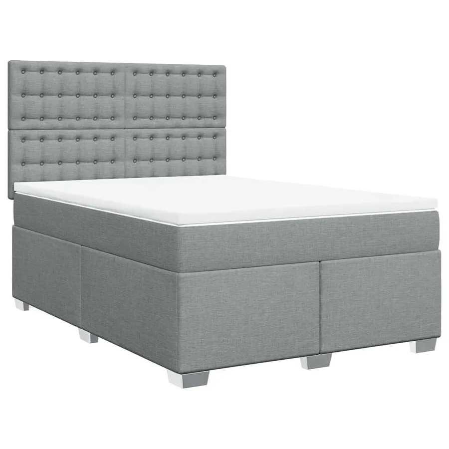 Sommier à lattes de lit avec matelas Gris clair 140x200cm Tissu - 3