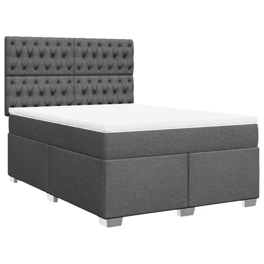 Sommier à lattes de lit avec matelas Gris foncé 140x200cm Tissu - 3