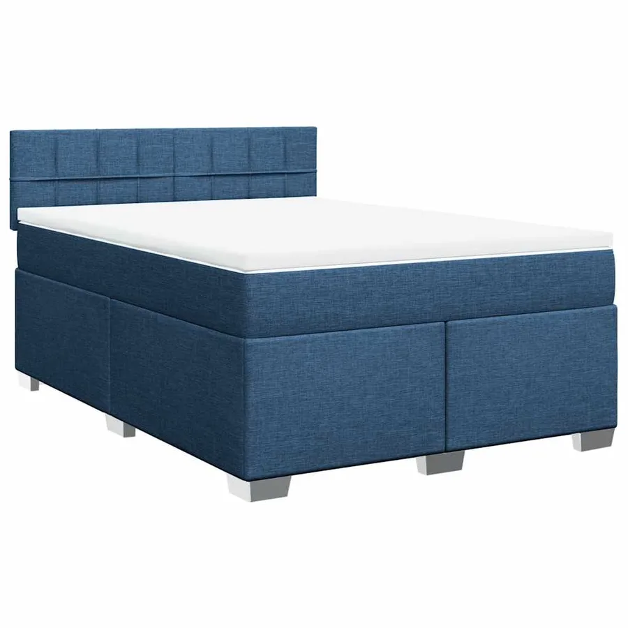 Sommier à lattes de lit avec matelas Bleu 140x190 cm Tissu - 2