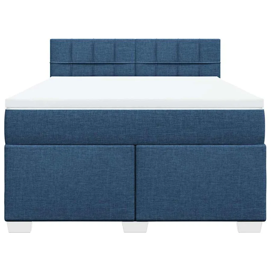 Sommier à lattes de lit avec matelas Bleu 140x190 cm Tissu - 4