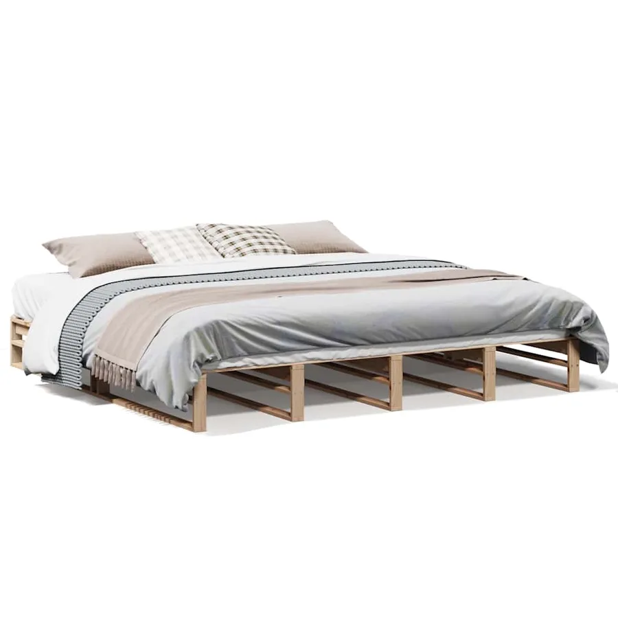 Cadre de lit sans matelas 200x200 cm bois massif de pin - 2