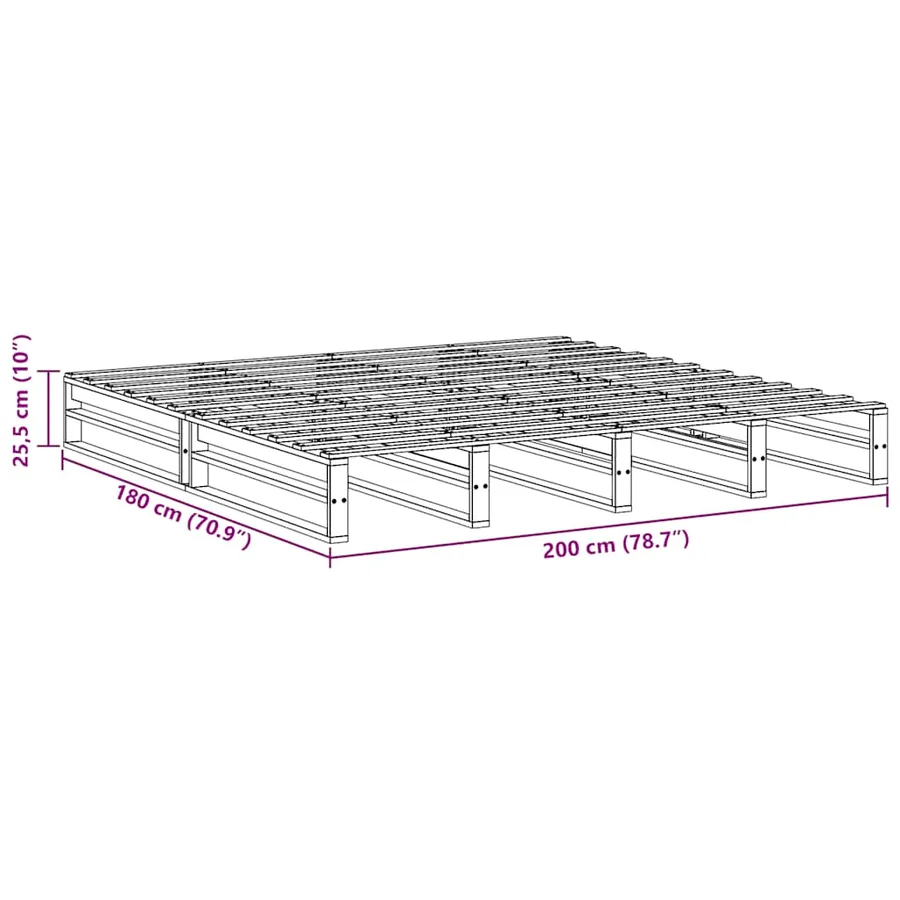 Cadre de lit sans matelas 200x200 cm bois massif de pin - 9