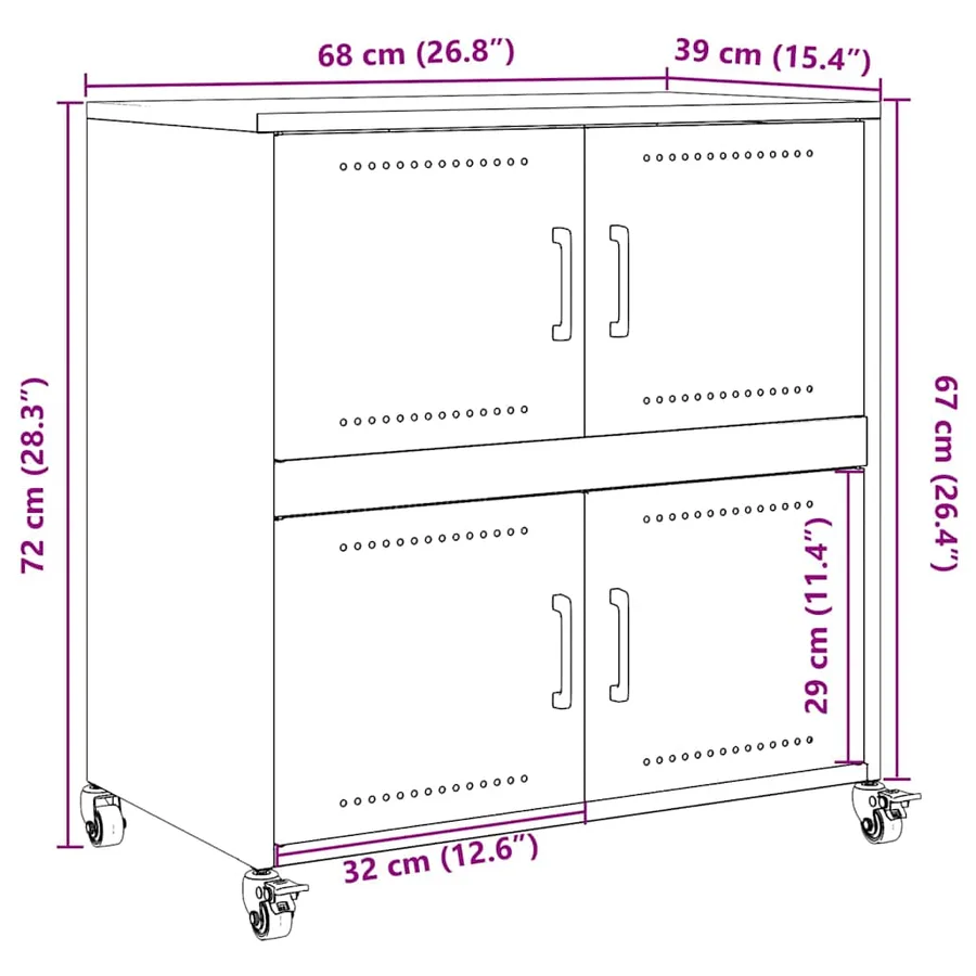 Buffet noir 68x39x72 cm acier - 13