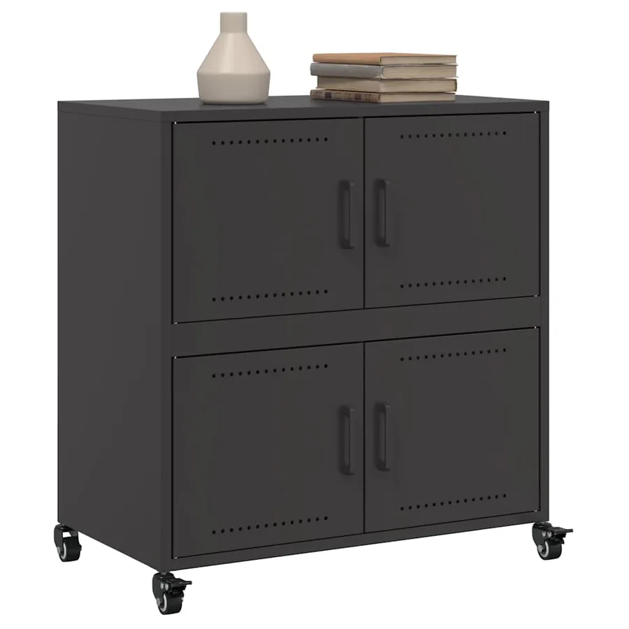 Buffet noir 68x39x72 cm acier - 4