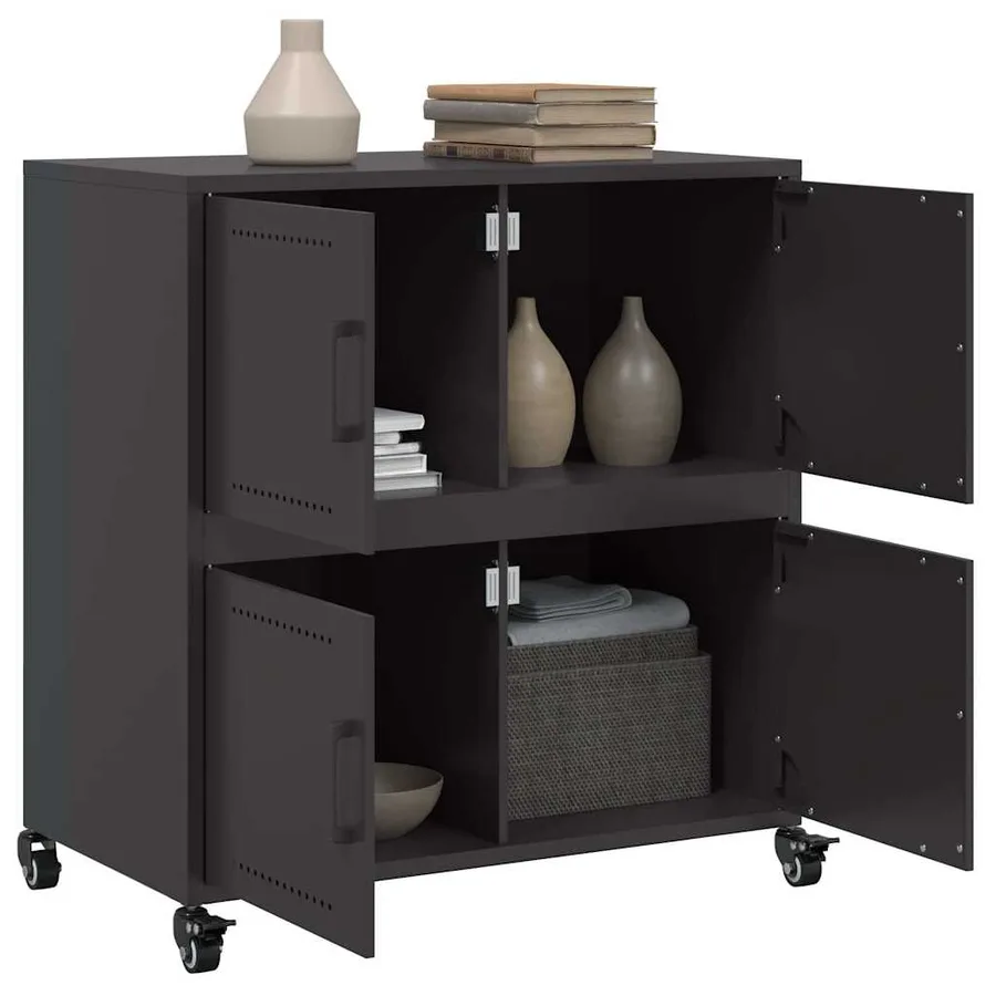 Buffet noir 68x39x72 cm acier - 5