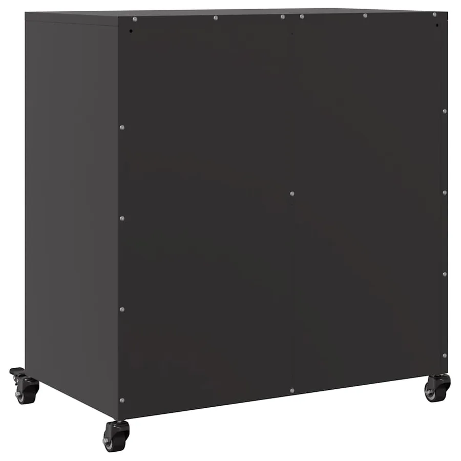 Buffet noir 68x39x72 cm acier - 8