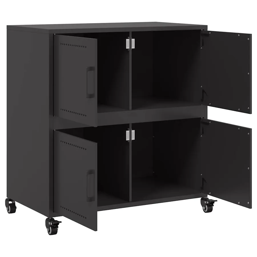 Buffet noir 68x39x72 cm acier - 9