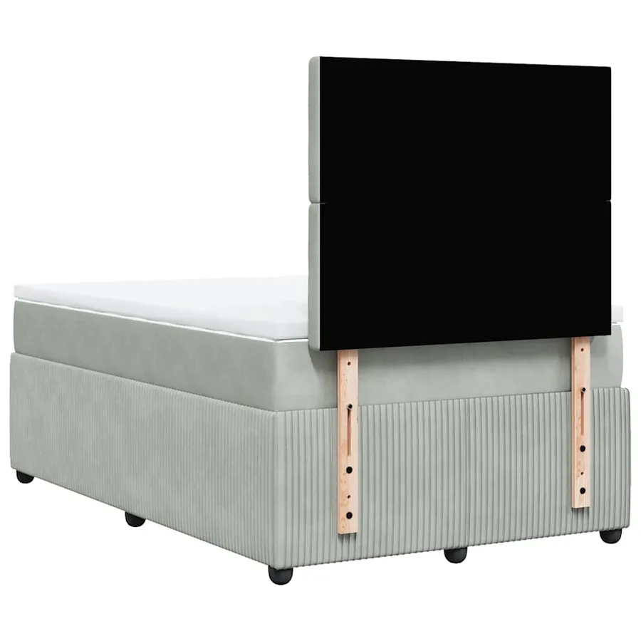 Sommier à lattes de lit et matelas gris clair 120x190cm velours - 6