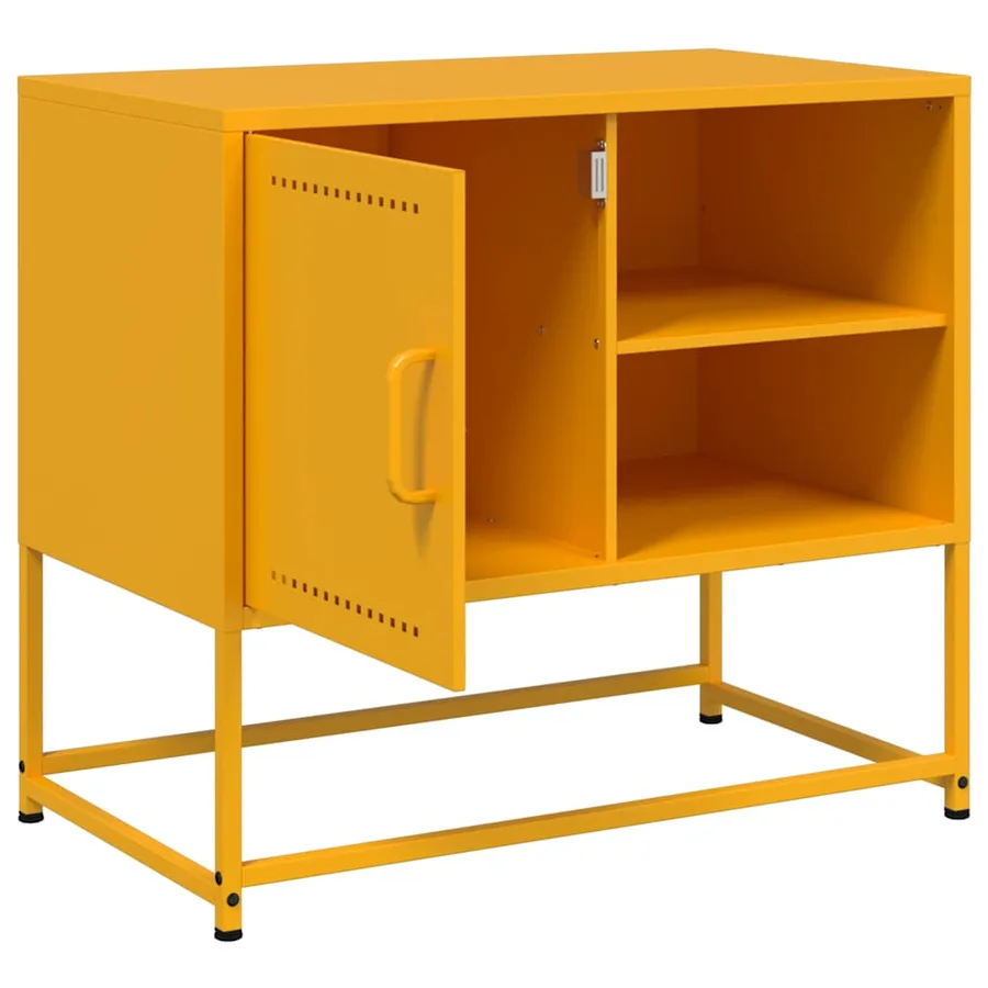 Meuble TV jaune moutarde 68x39x60,5 cm acier - 10