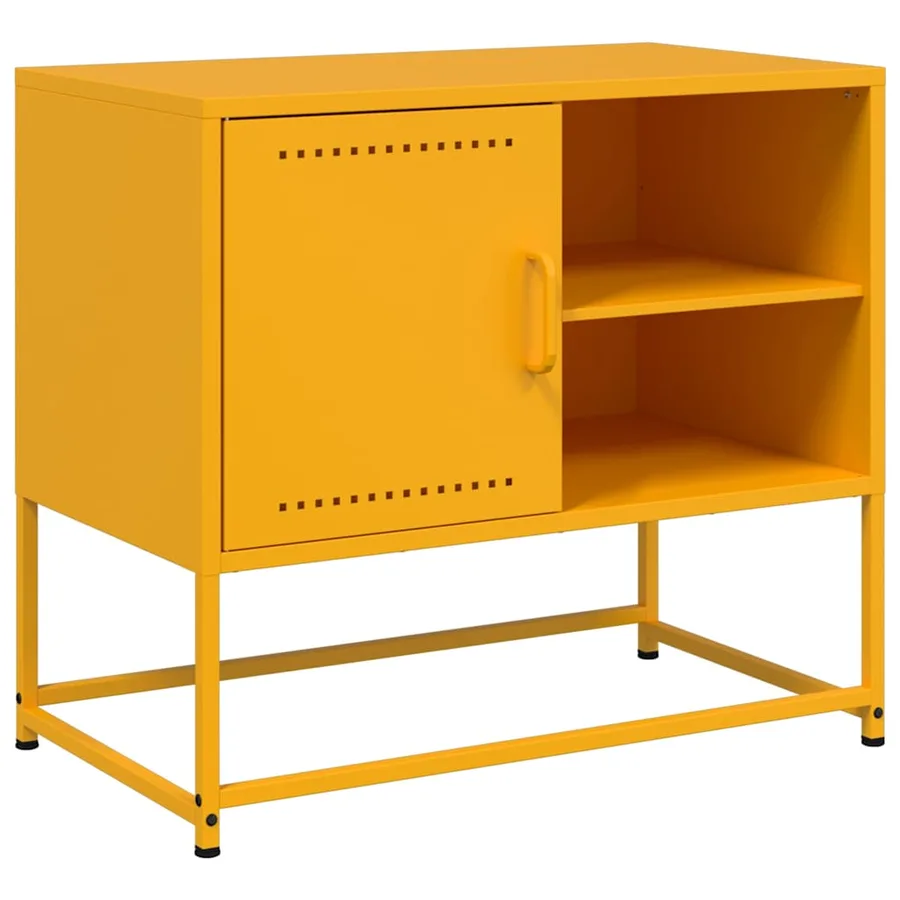 Meuble TV jaune moutarde 68x39x60,5 cm acier - 2