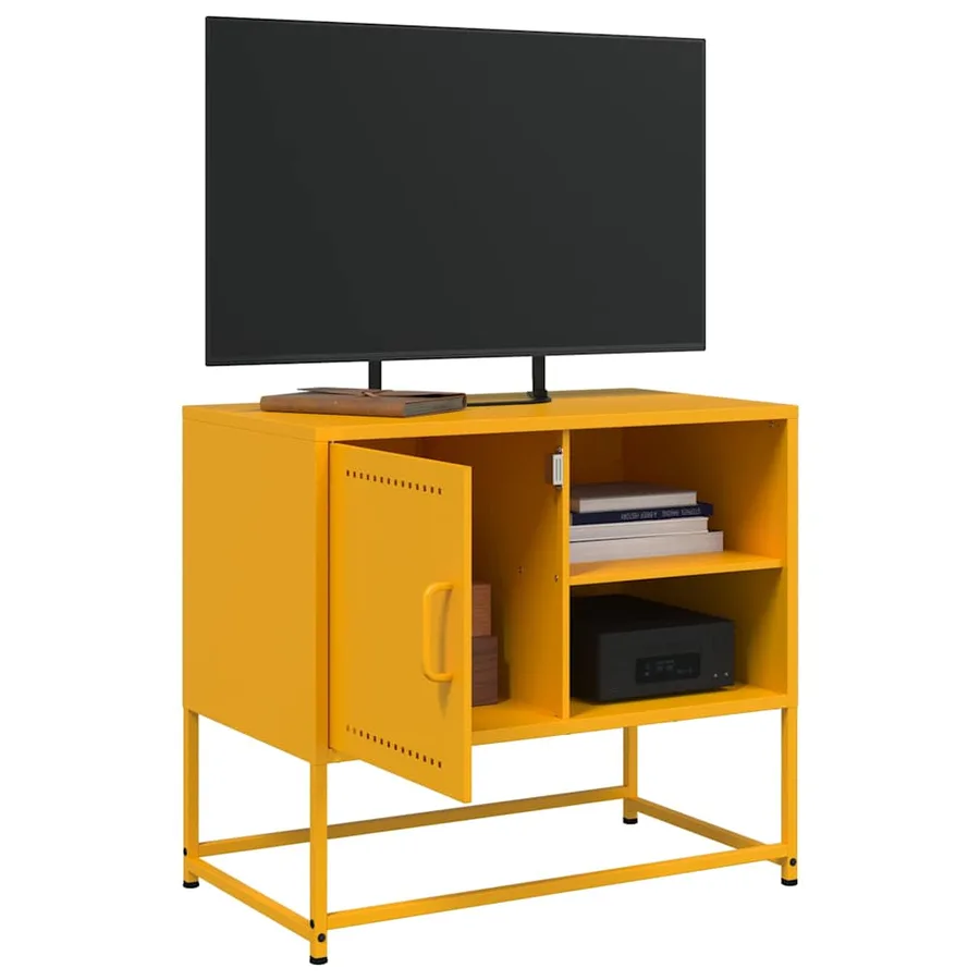 Meuble TV jaune moutarde 68x39x60,5 cm acier - 4