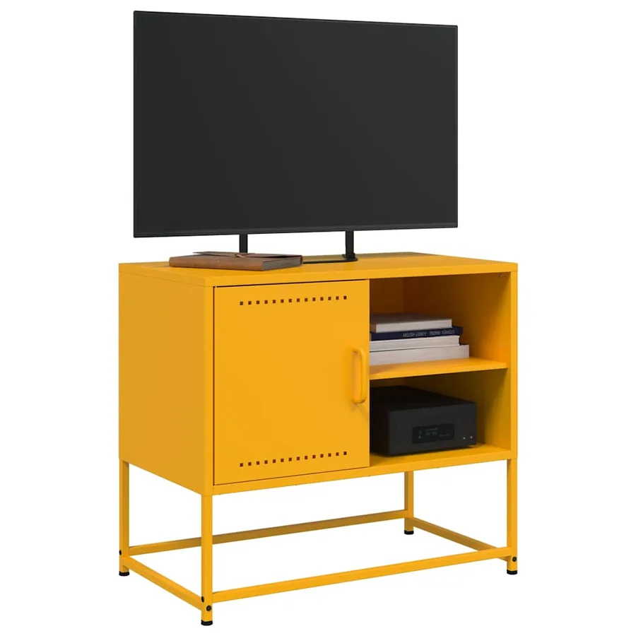 Meuble TV jaune moutarde 68x39x60,5 cm acier - 5
