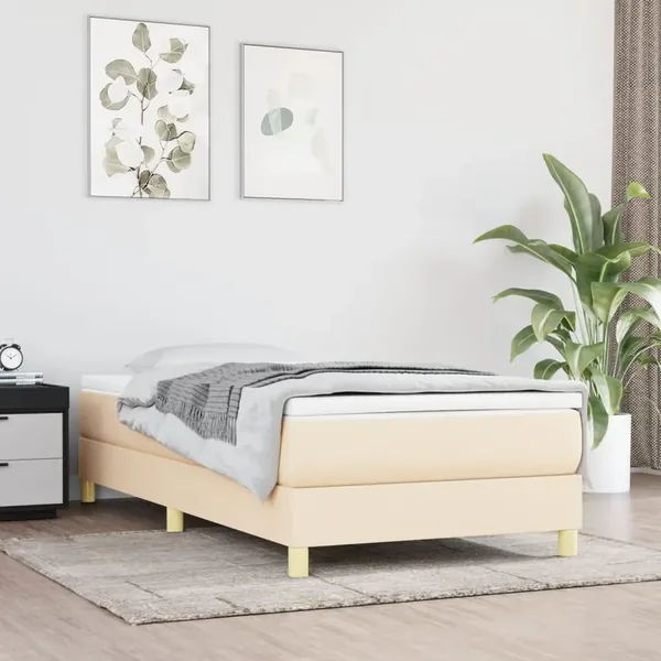 Sommier à lattes de lit avec matelas Crème 100x200 cm Tissu