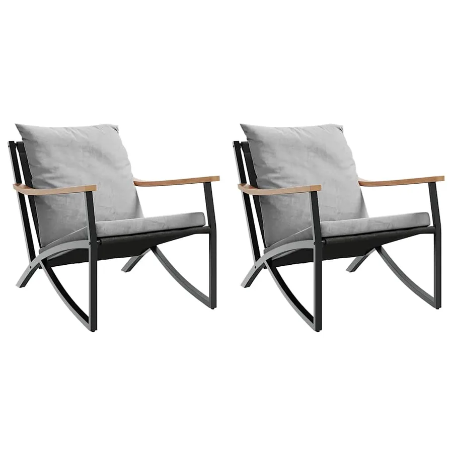 Chaises de jardin avec coussins lot de 2 noir acier - 2