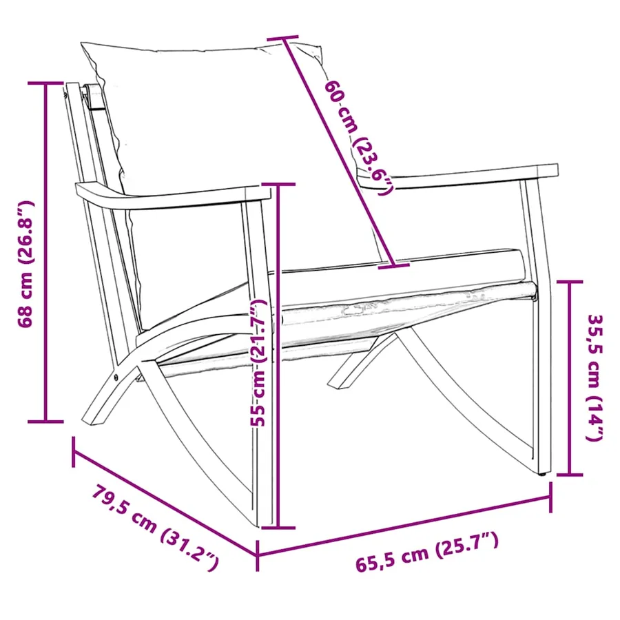 Chaises de jardin avec coussins lot de 2 noir acier - 3