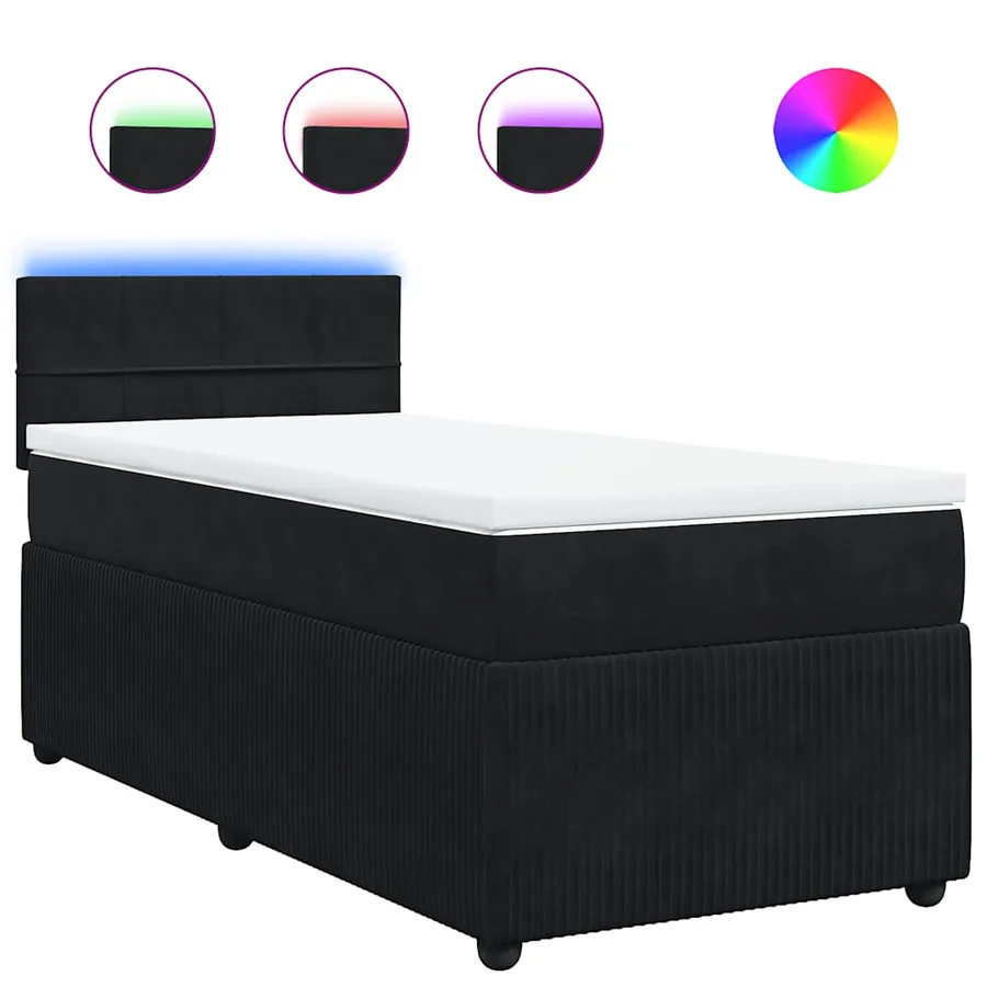 Sommier à lattes de lit avec matelas Noir 100x200 cm Velours - 2