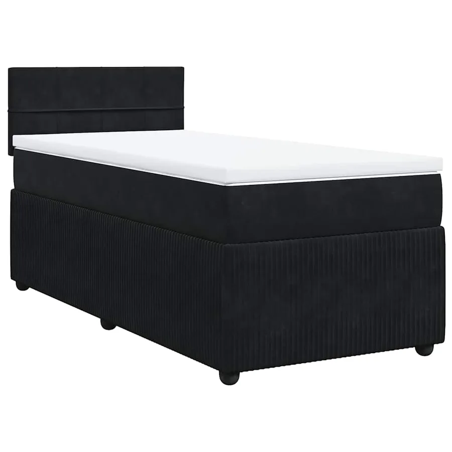 Sommier à lattes de lit avec matelas Noir 100x200 cm Velours - 3