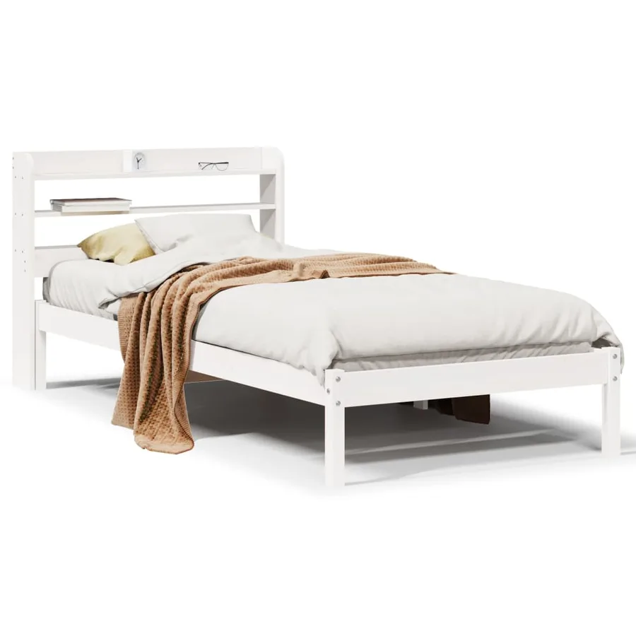 Cadre de lit sans matelas blanc 100x200 cm bois de pin massif - 2