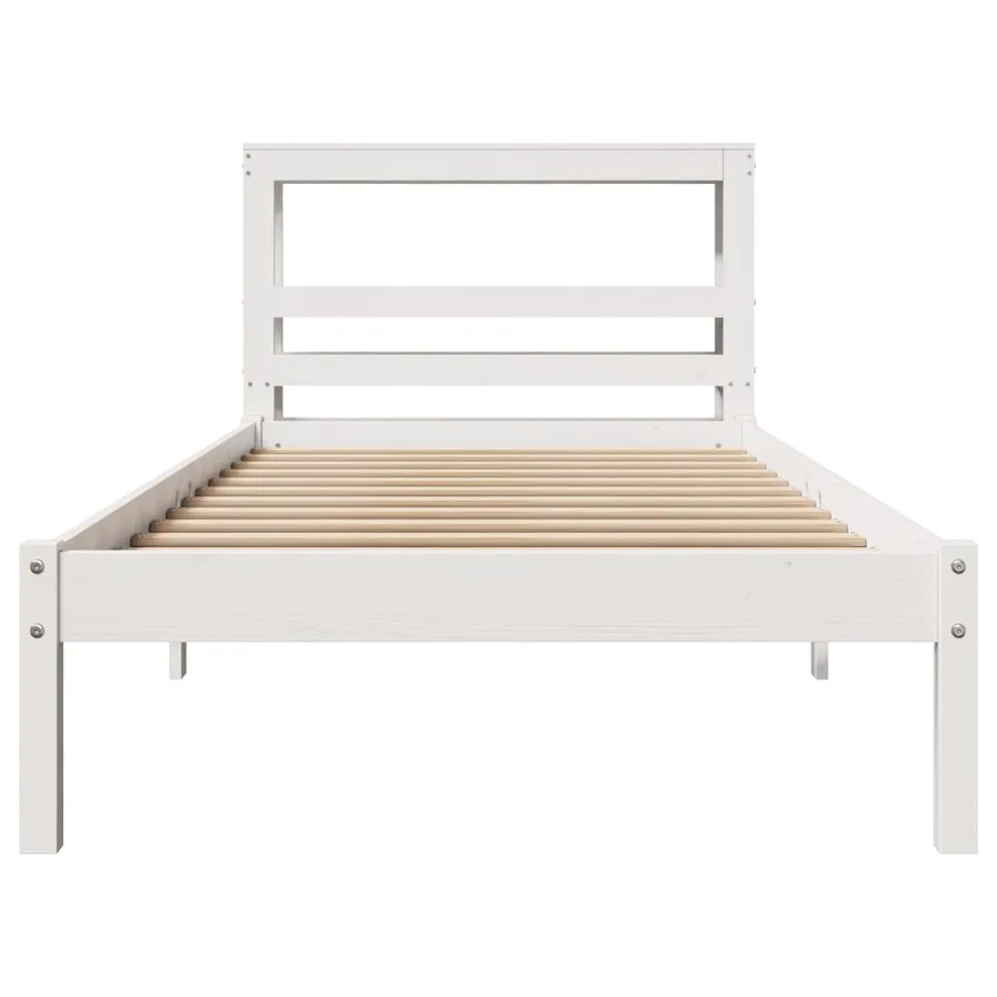 Cadre de lit sans matelas blanc 100x200 cm bois de pin massif - 4