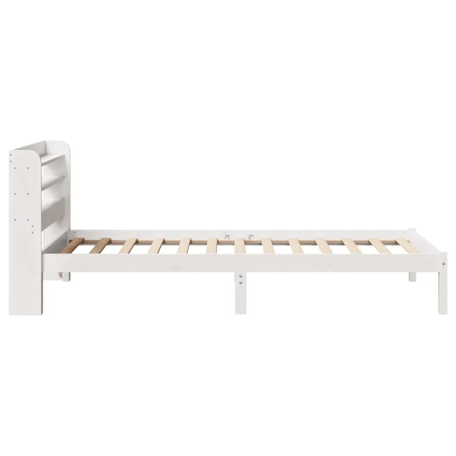 Cadre de lit sans matelas blanc 100x200 cm bois de pin massif - 5