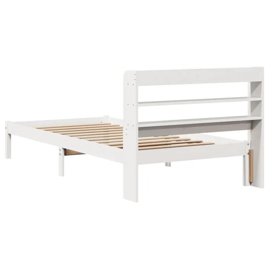 Cadre de lit sans matelas blanc 100x200 cm bois de pin massif - 6