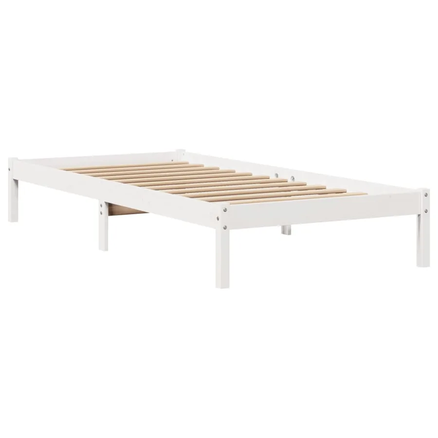 Cadre de lit sans matelas blanc 100x200 cm bois de pin massif - 7