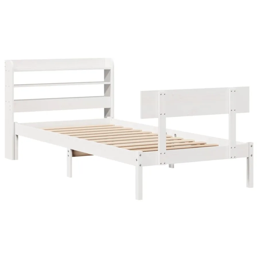 Cadre de lit sans matelas blanc 100x200 cm bois de pin massif - 3