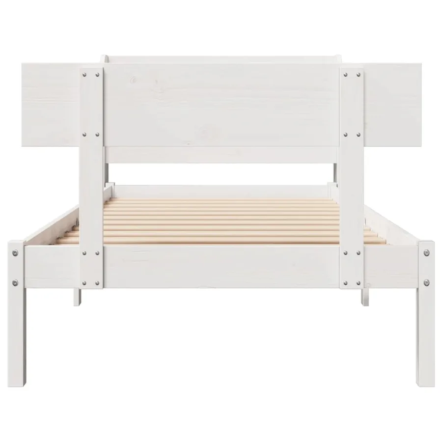 Cadre de lit sans matelas blanc 100x200 cm bois de pin massif - 4