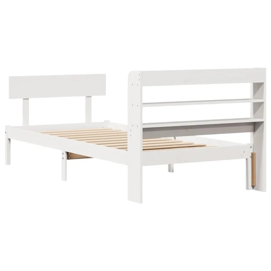 Cadre de lit sans matelas blanc 100x200 cm bois de pin massif - 6