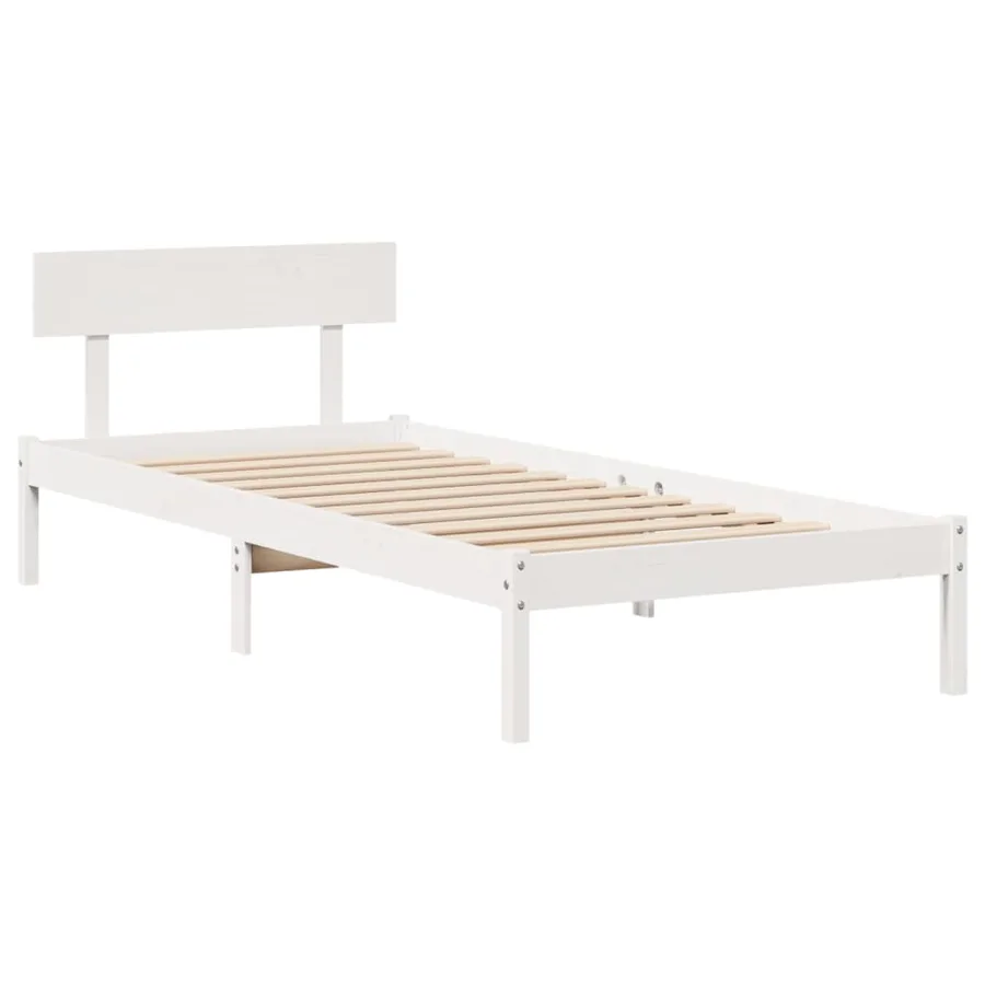 Cadre de lit sans matelas blanc 100x200 cm bois de pin massif - 7