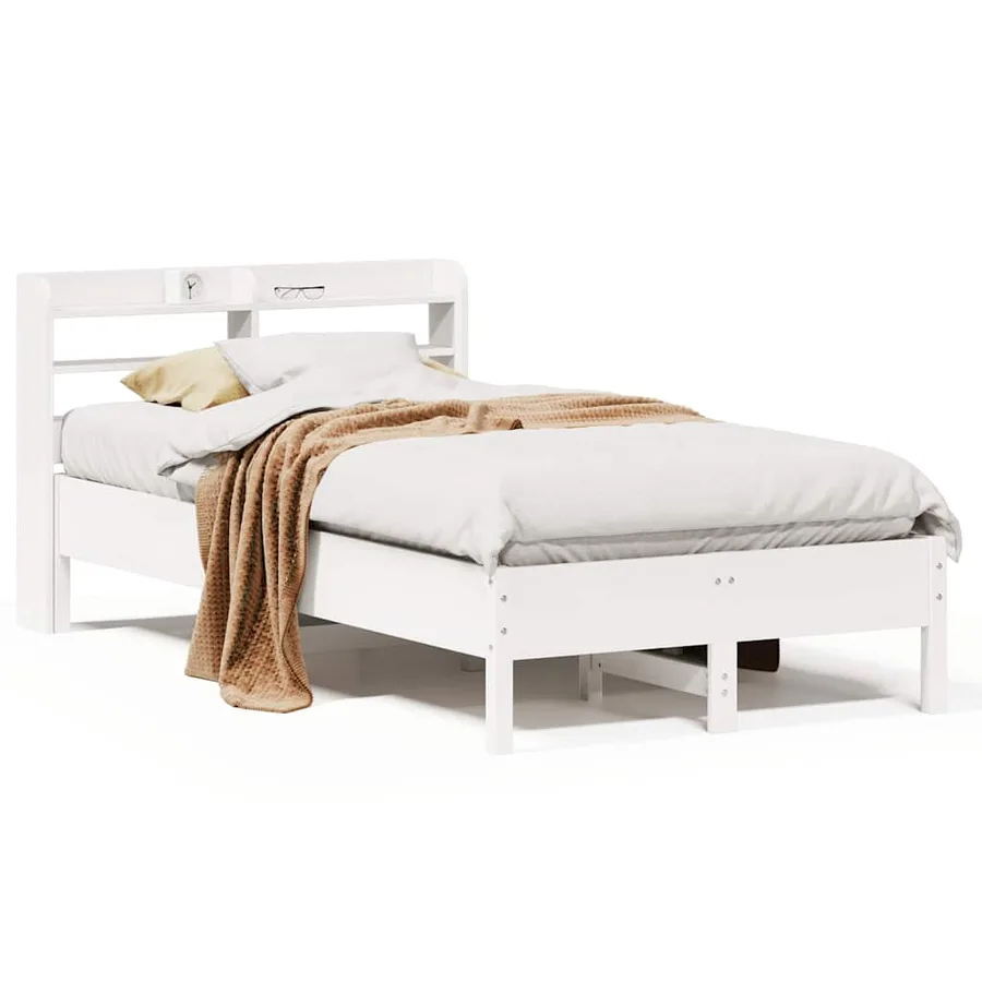 Cadre de lit sans matelas blanc 100x200 cm bois de pin massif - 2